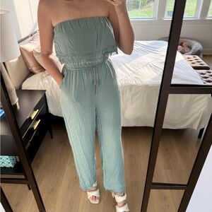 Women's Strapless Jumpsuit in Light Green